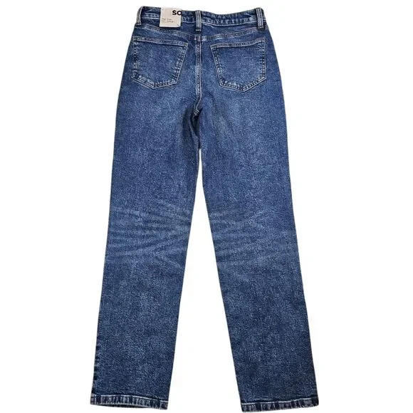 SO High Rise Slim Straight Jeans Medium Wash Women's Size 5 - Picture 2 of 16